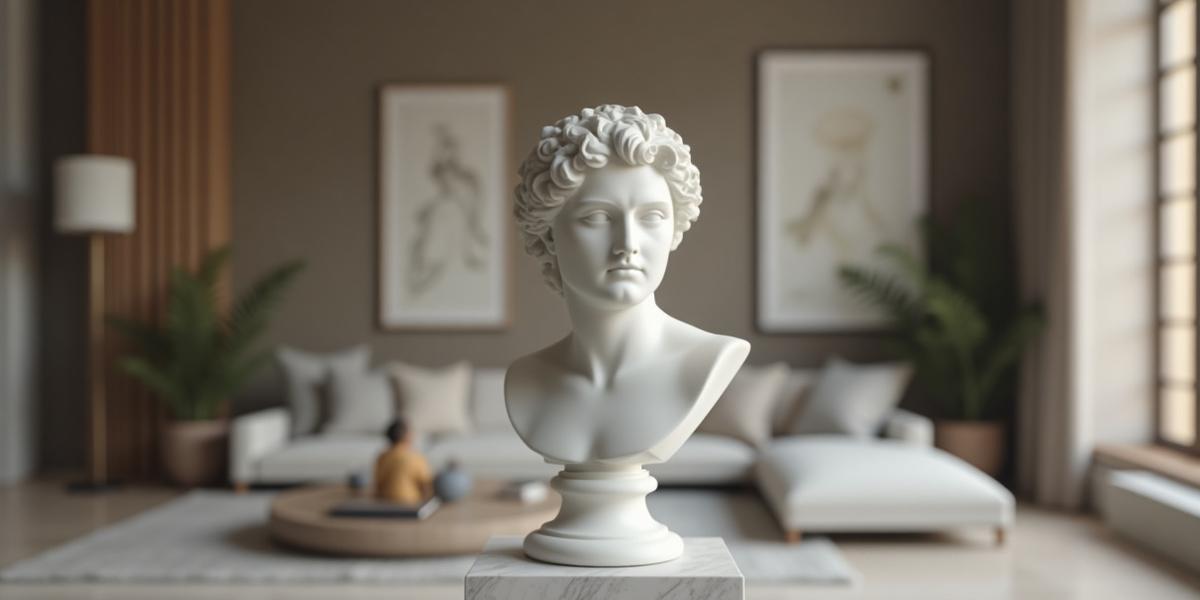 Restored classical sculpture in a modern living room